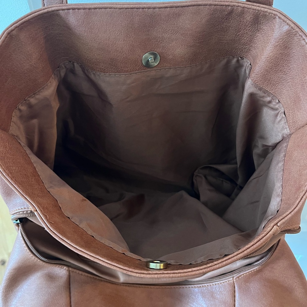 Large Brown Vegan Leather Bag - Picture 4 of 6